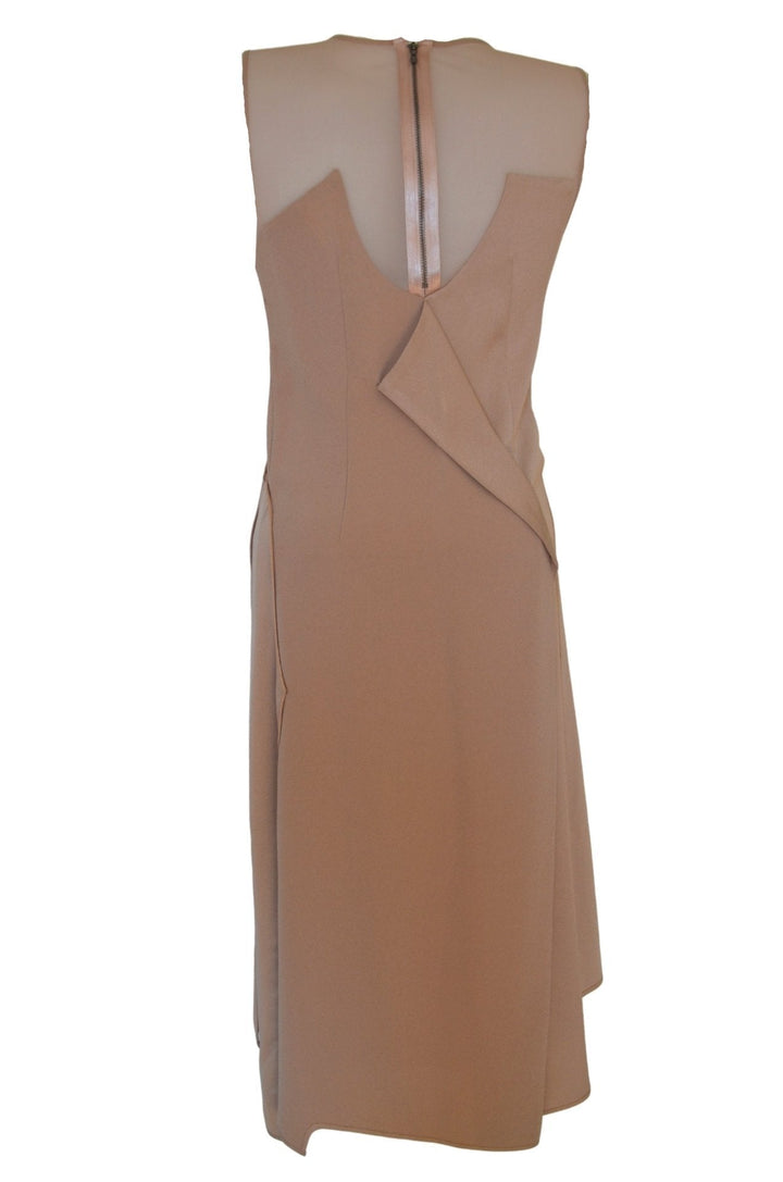 Sleeveless Pleated Contrast-Tulle Dress