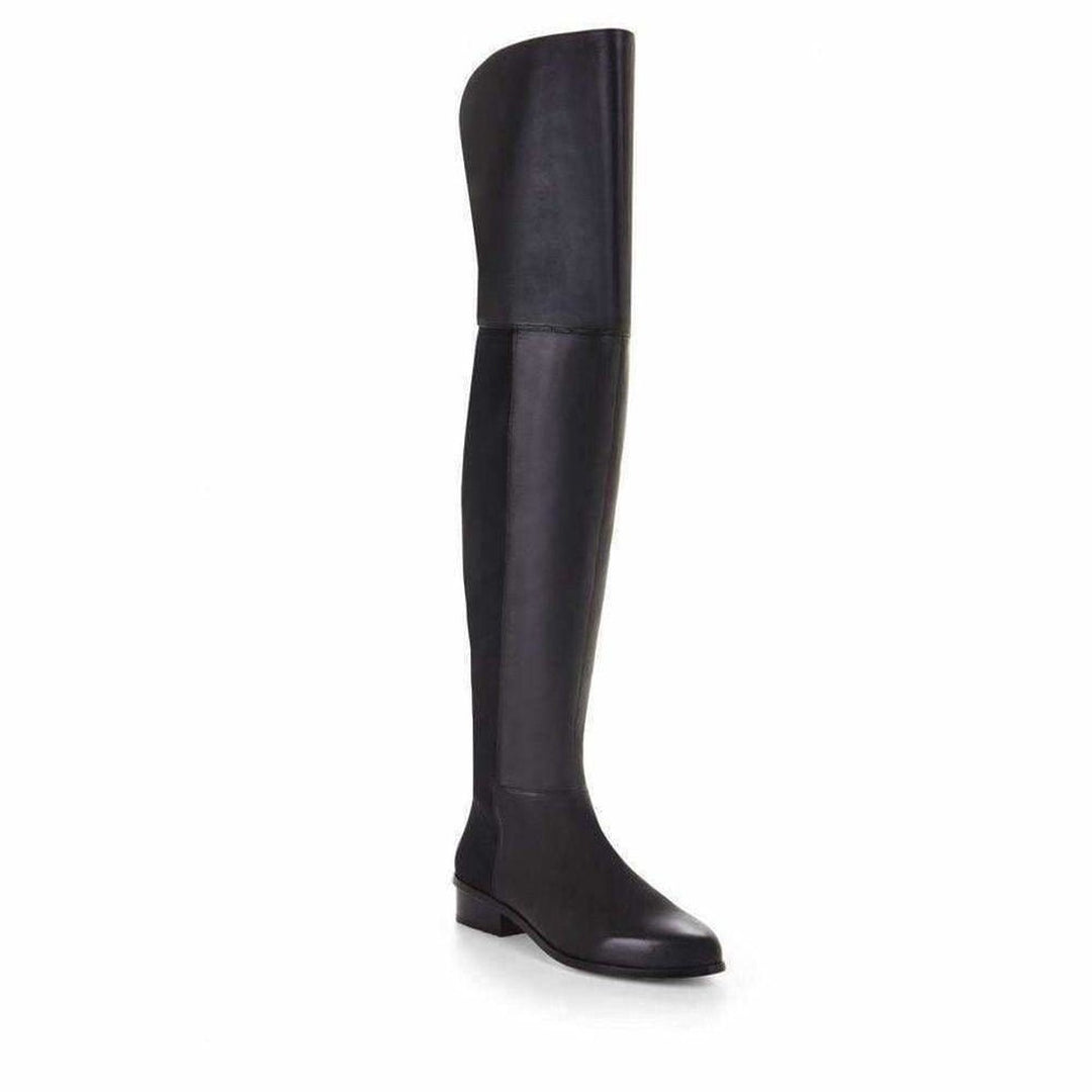 BCBGMAXAZRIA-Slink Over the Knee Black Leather Boots - Runway Catalog