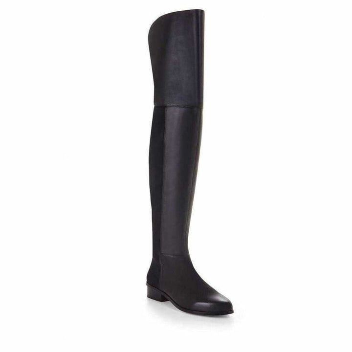BCBGMAXAZRIA-Slink Over the Knee Black Leather Boots - Runway Catalog
