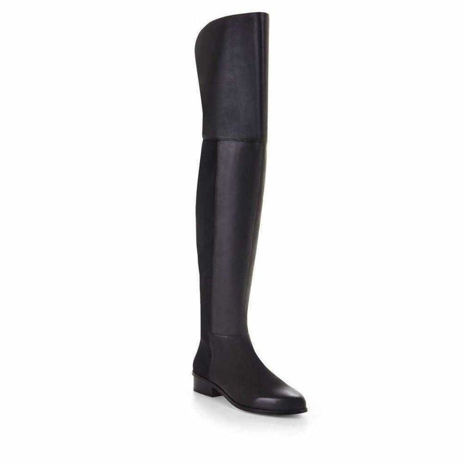 BCBGMAXAZRIA-Slink Over the Knee Black Leather Boots - Runway Catalog