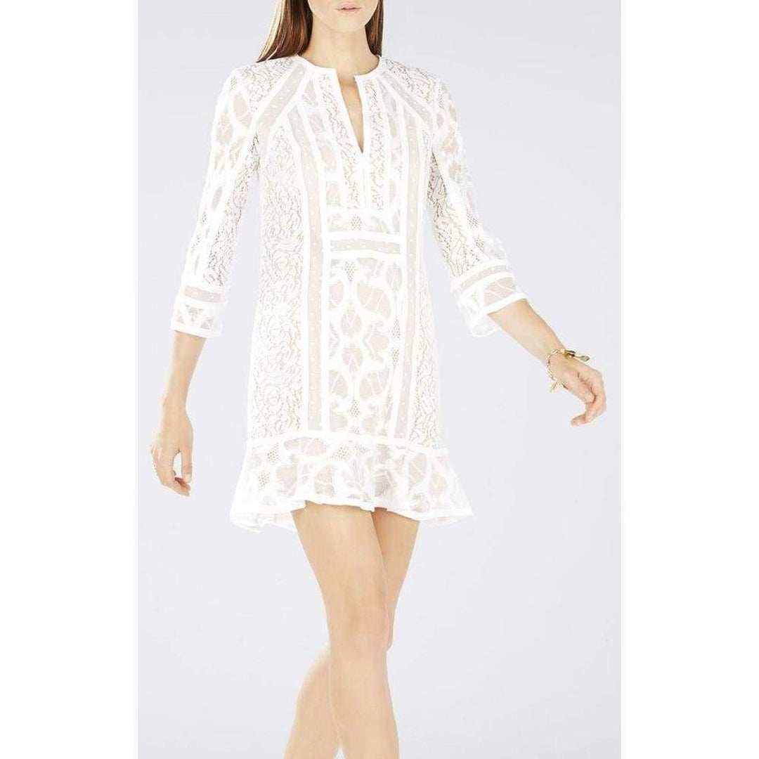 Sofee Lace-Blocked Flounce Tunic Dress