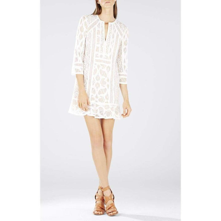 Sofee Lace-Blocked Flounce Tunic Dress