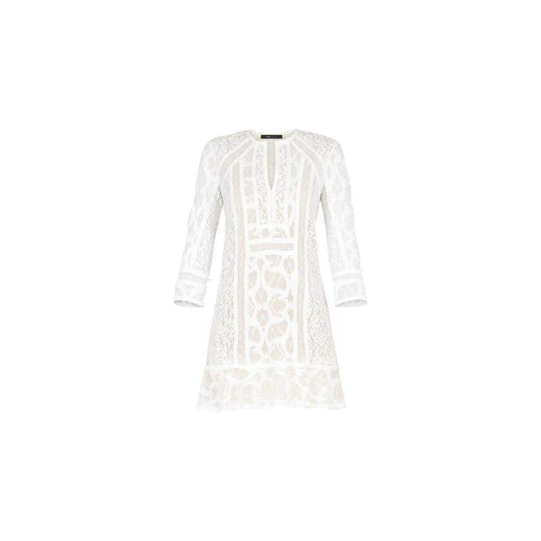 BCBGMAXAZRIA-Sofee Lace-Blocked Flounce Tunic Dress-Runway Catalog