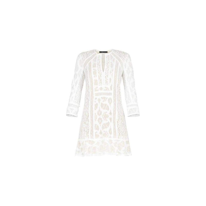BCBGMAXAZRIA-Sofee Lace-Blocked Flounce Tunic Dress-Runway Catalog