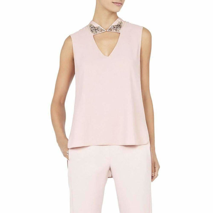 BCBGMAXAZRIA-Sofie Jewelled-Collar Top - Runway Catalog