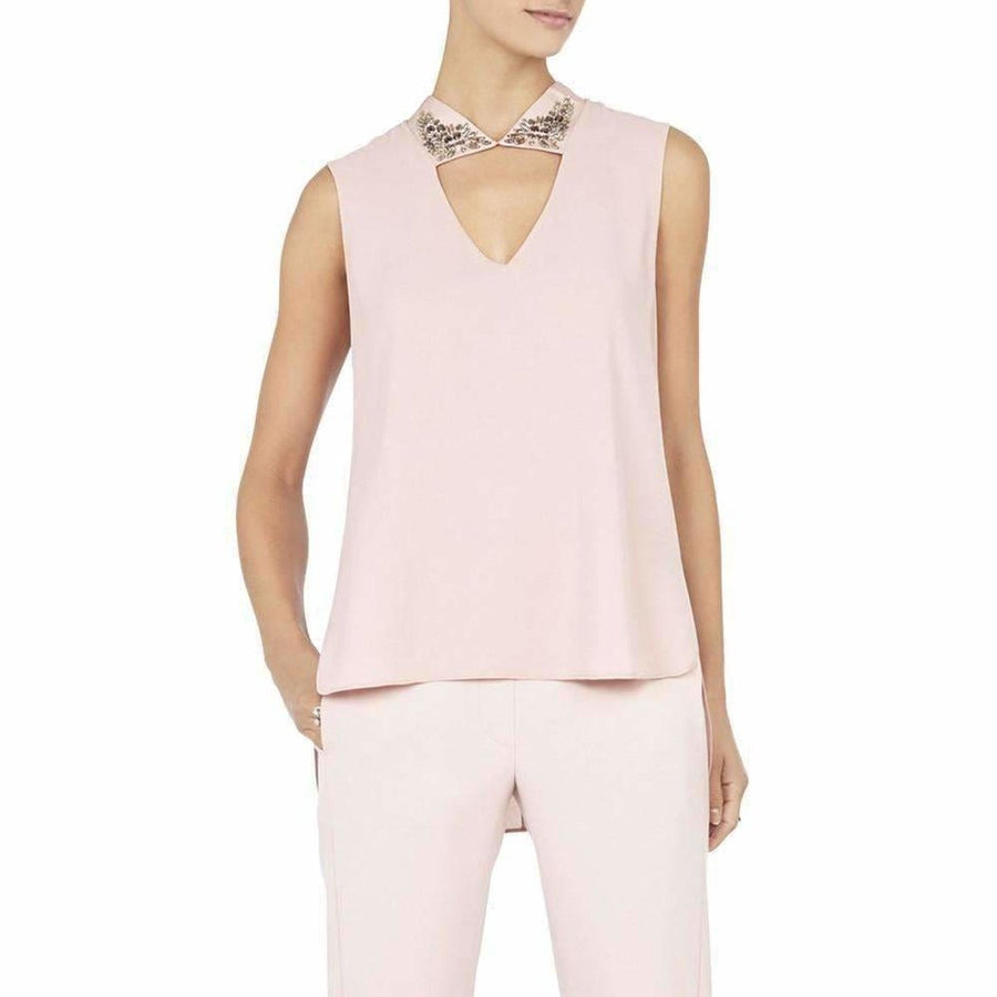 BCBGMAXAZRIA-Sofie Jewelled-Collar Top - Runway Catalog