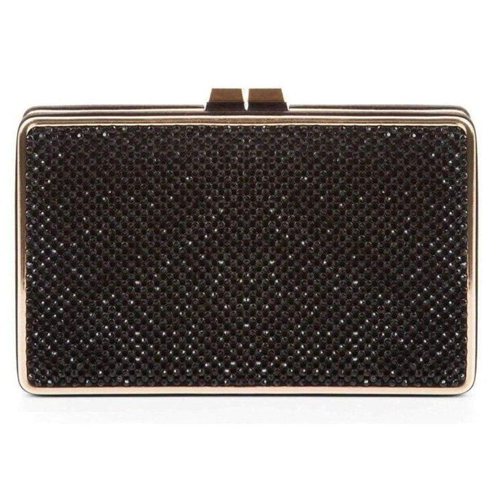 BCBGMAXAZRIA-Sonia Black Crystal Mesh Satin Frame Clutch - Runway Catalog