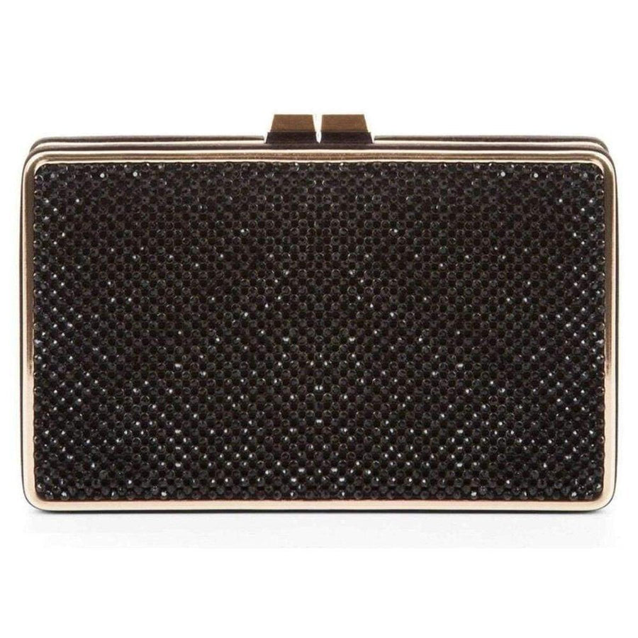 BCBGMAXAZRIA-Sonia Black Crystal Mesh Satin Frame Clutch - Runway Catalog