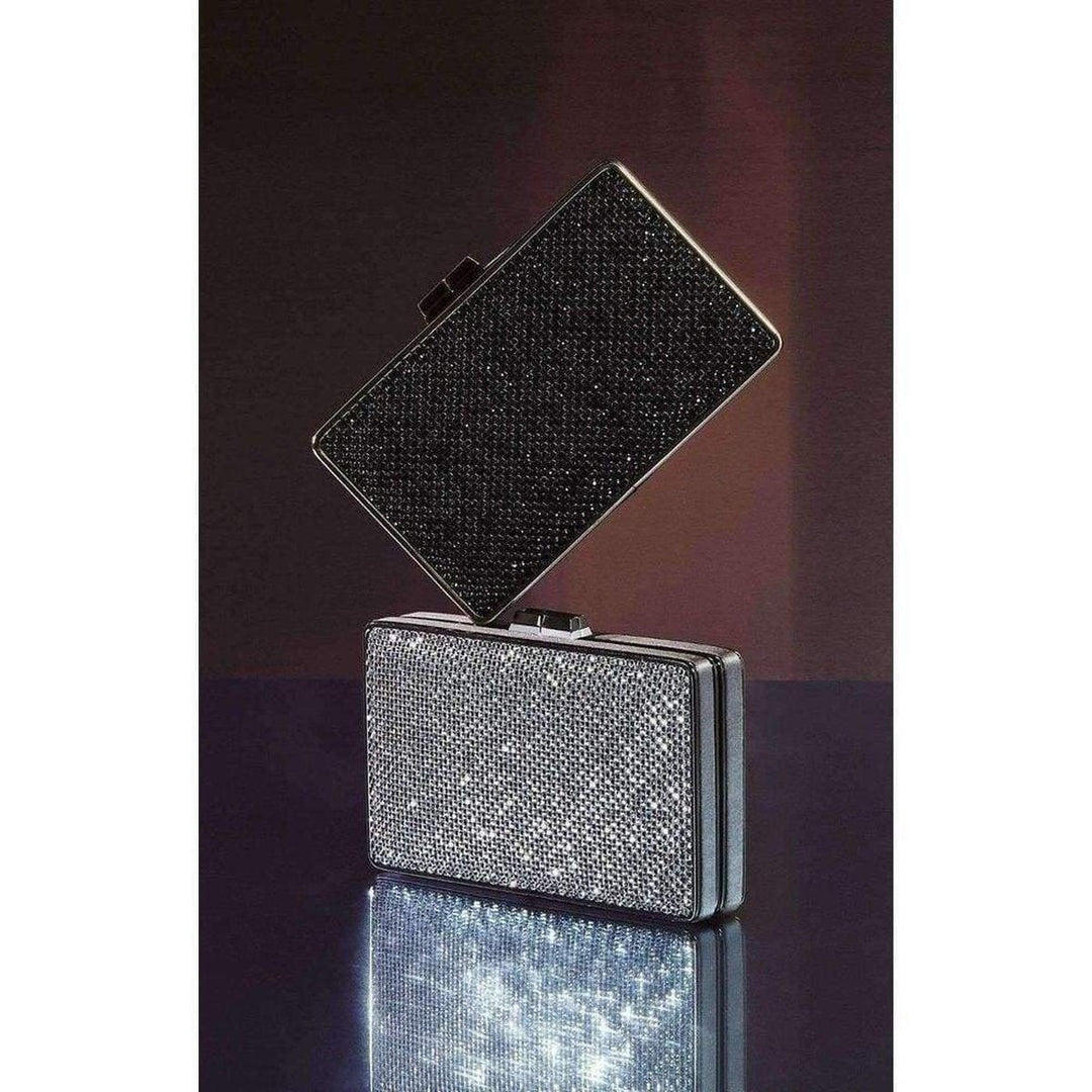 Sonia Silver Crystal Mesh Satin Frame Clutch