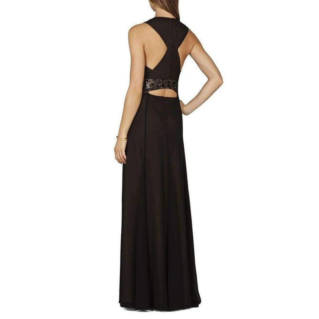 Stacy Plunging V Neck Embellished Waist Gown