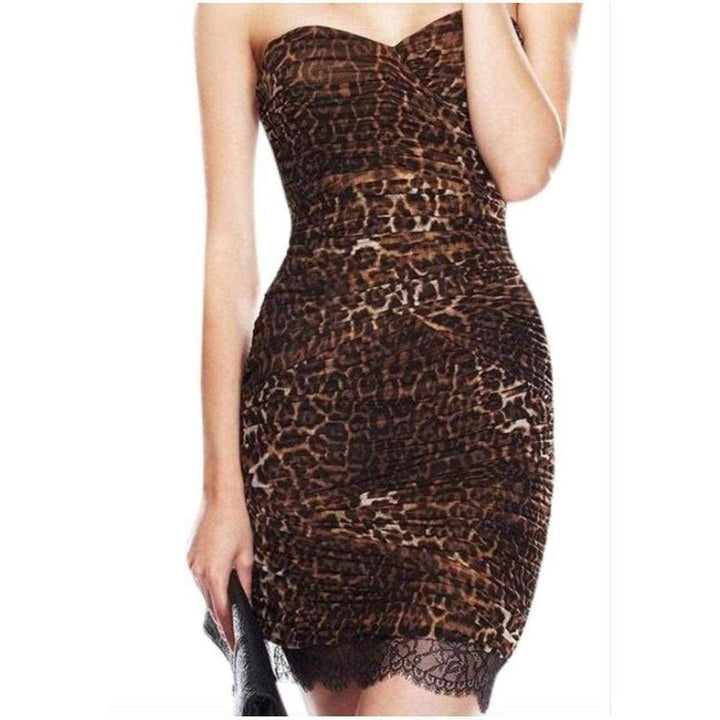 Strapless Leopard Print Bovary Dress