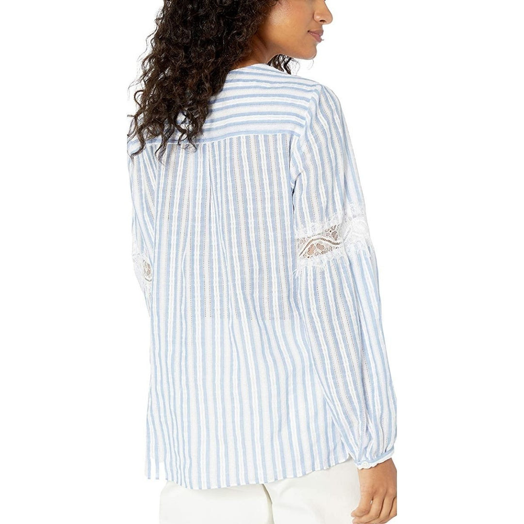 Striped Faux Wrap Cotton Blouse