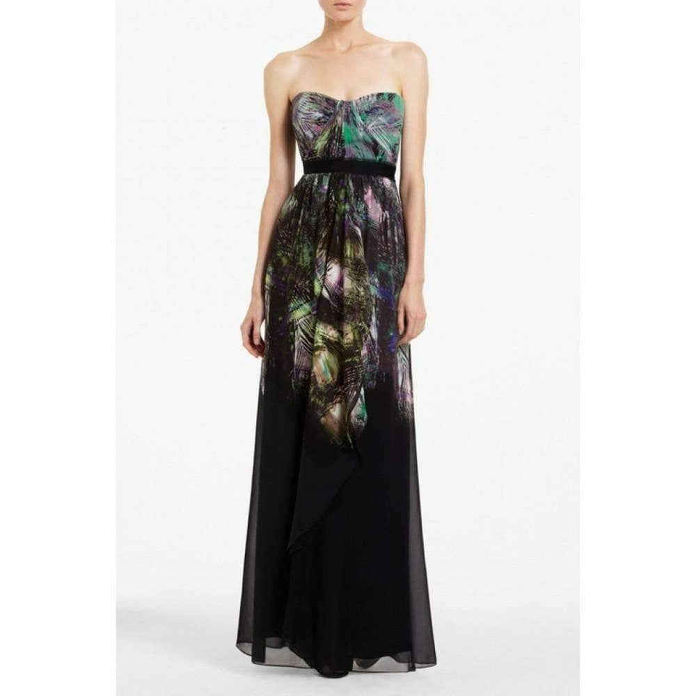 BCBGMAXAZRIA-Tae Printed Strapless Silk Dress - Runway Catalog