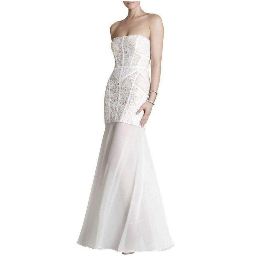 BCBGMAXAZRIA-Vivienne Lace Blocked Strapless Dress - Runway Catalog