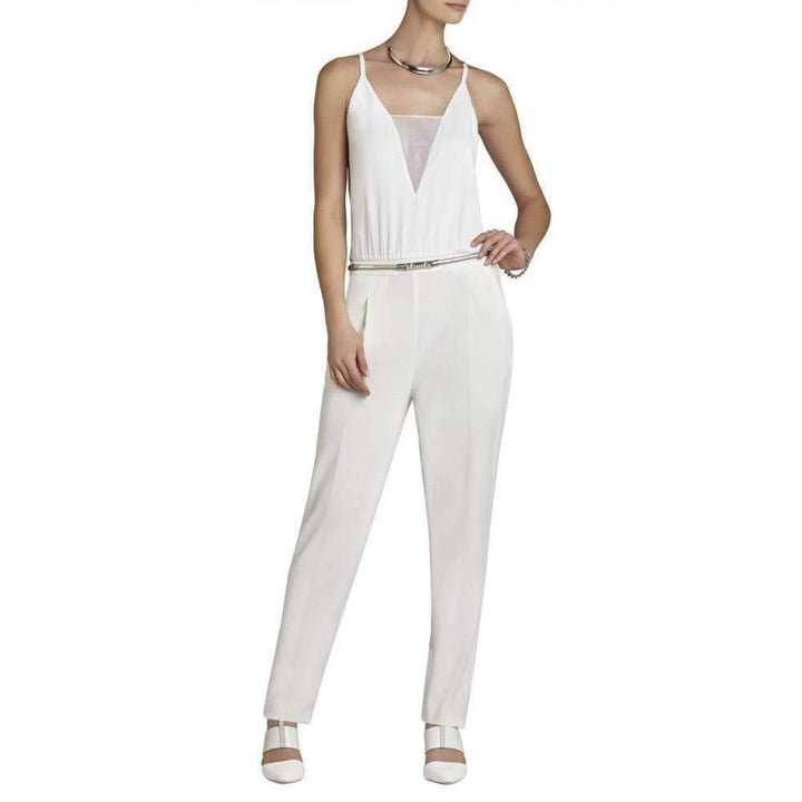 BCBGMAXAZRIA-Waylen Sleeveless White Jumpsuit - Runway Catalog
