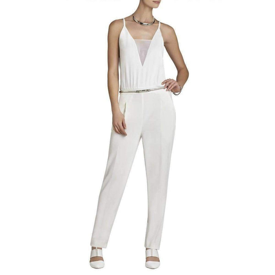 BCBGMAXAZRIA-Waylen Sleeveless White Jumpsuit - Runway Catalog