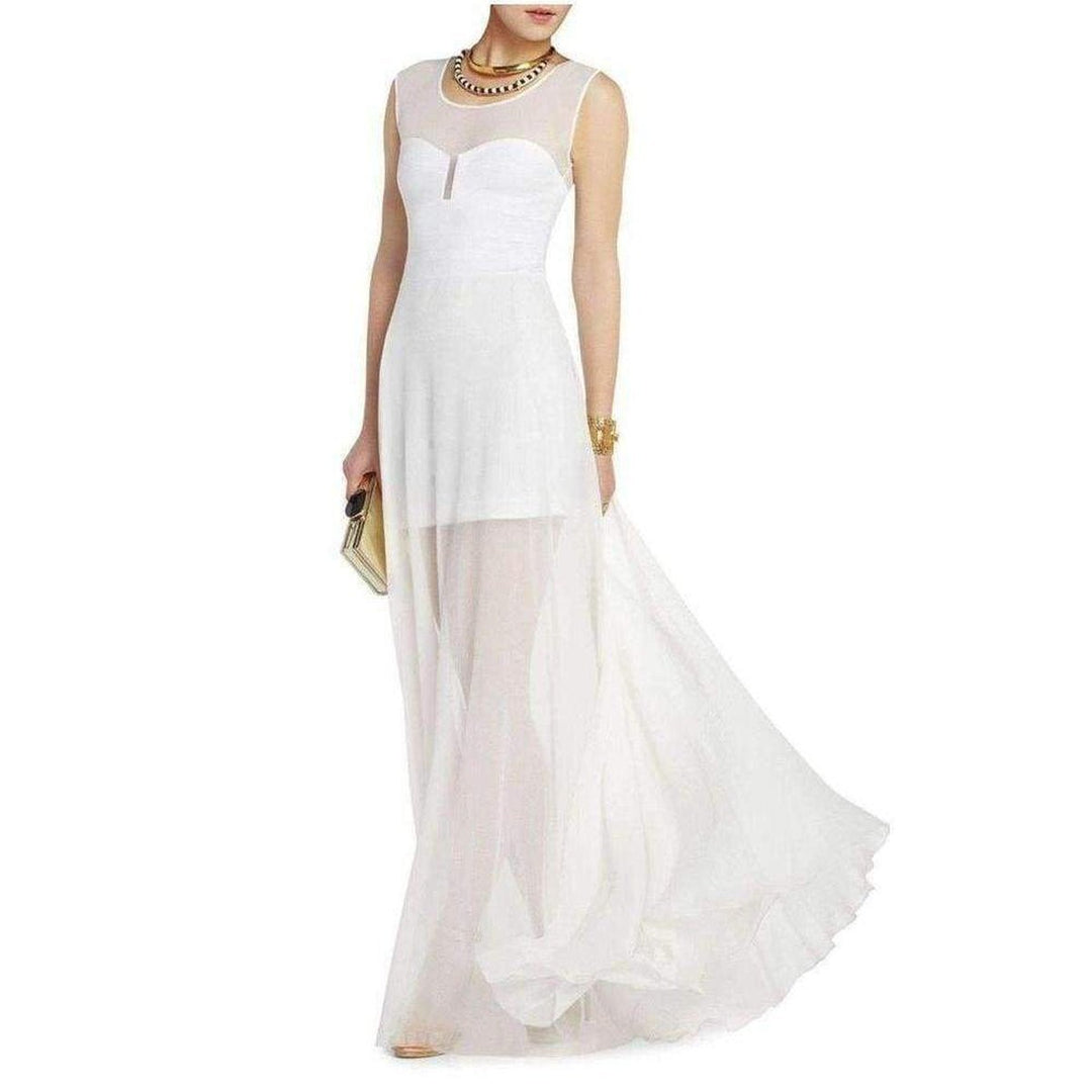 BCBGMAXAZRIA-White Alai Full Length Evening Dress NPM6V687 - Runway Catalog
