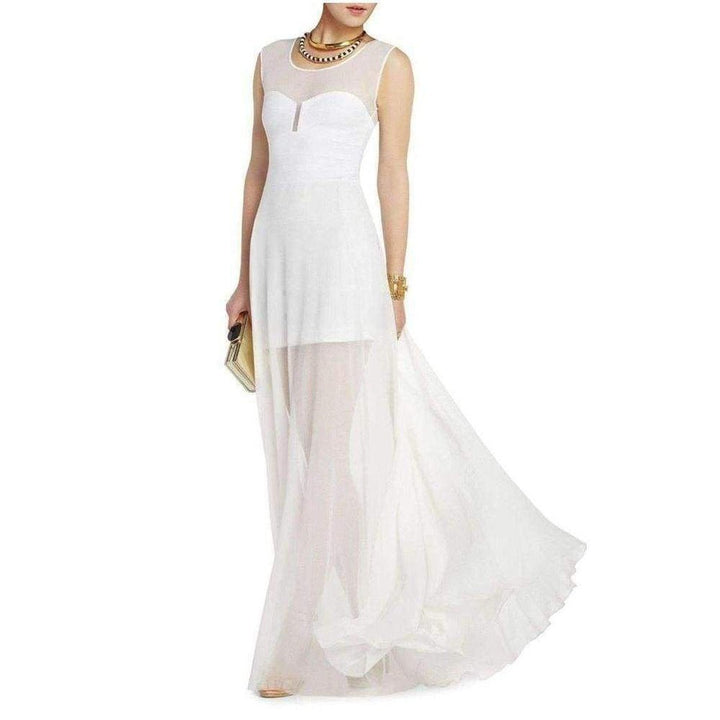 BCBGMAXAZRIA-White Alai Full Length Evening Dress NPM6V687 - Runway Catalog