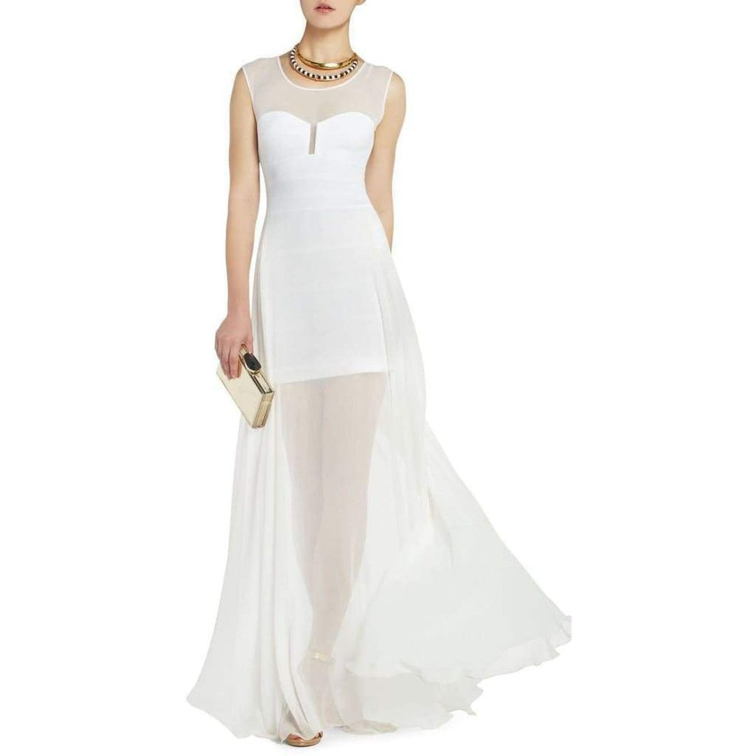 White Alai Full Length Evening Dress NPM6V687