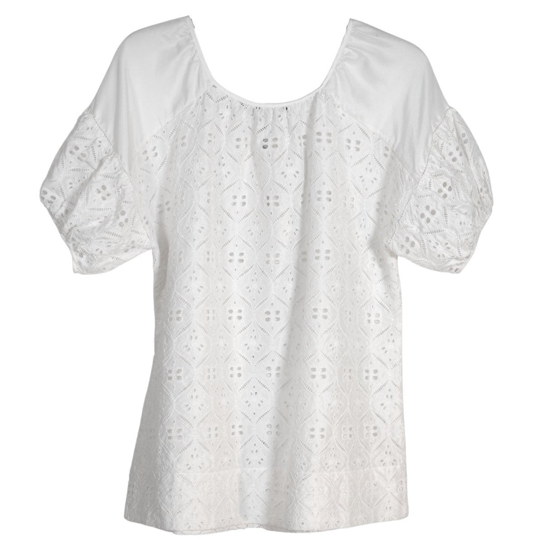 White Cotton Eyelet Top