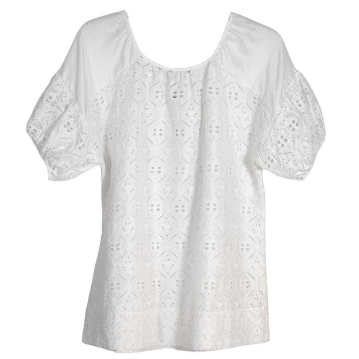 White Cotton Eyelet Top