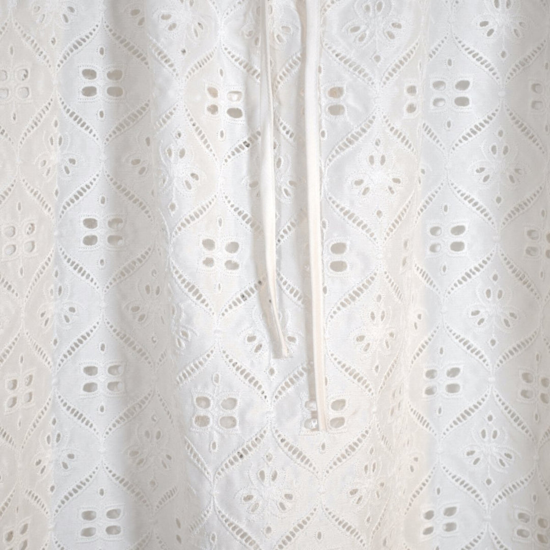 White Cotton Eyelet Top