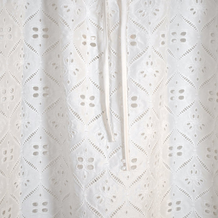 White Cotton Eyelet Top