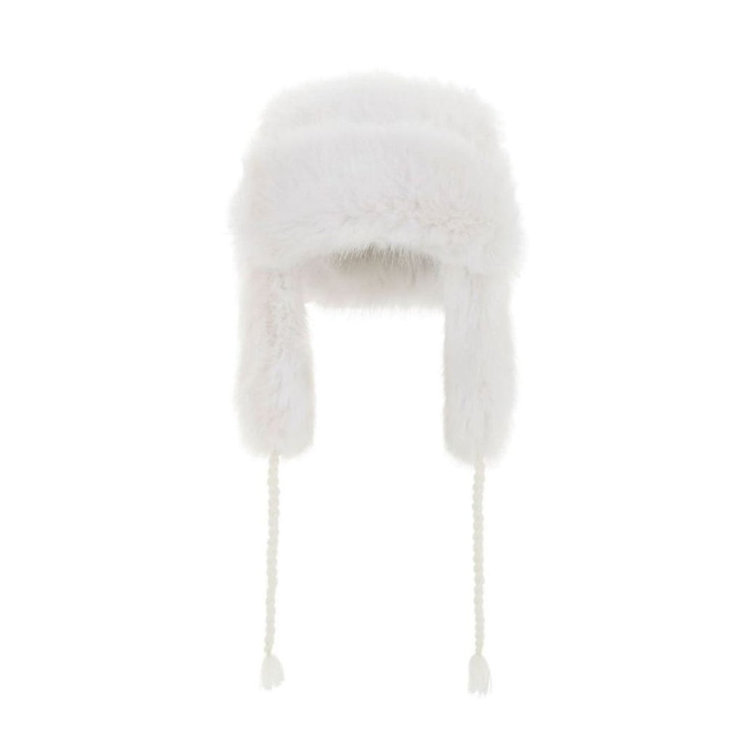 BCBGMAXAZRIA-White Faux-Fur Trapper Hat - Runway Catalog