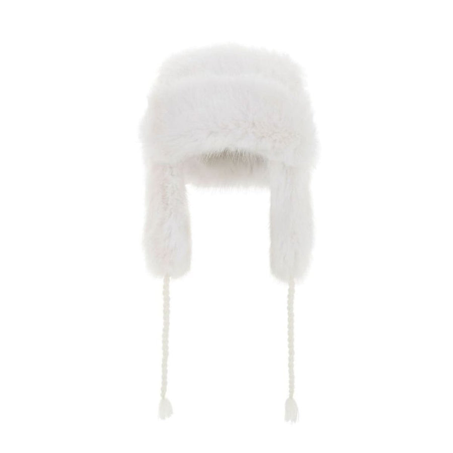 BCBGMAXAZRIA-White Faux-Fur Trapper Hat - Runway Catalog