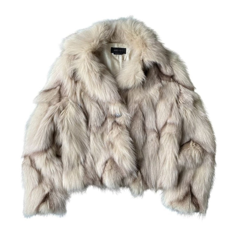 BCBGMAXAZRIA-White Fox Coat - Runway Catalog
