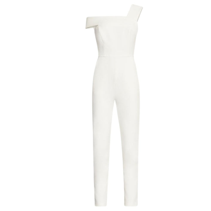 BCBGMAXAZRIA-White Haida One-shoulder Jumpsuit - Runway Catalog