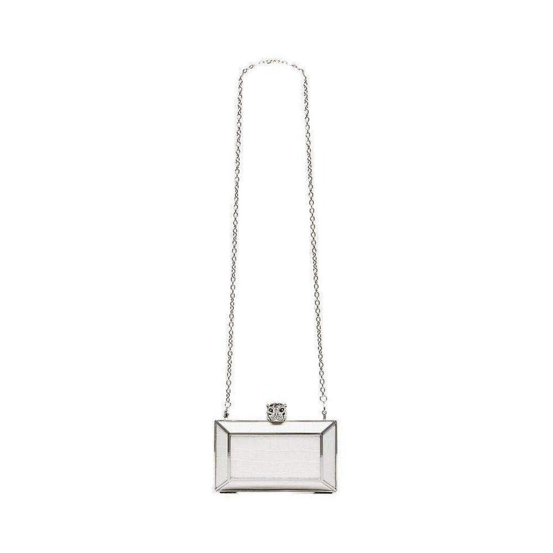 White Romi Tiger Minaudière Clutch