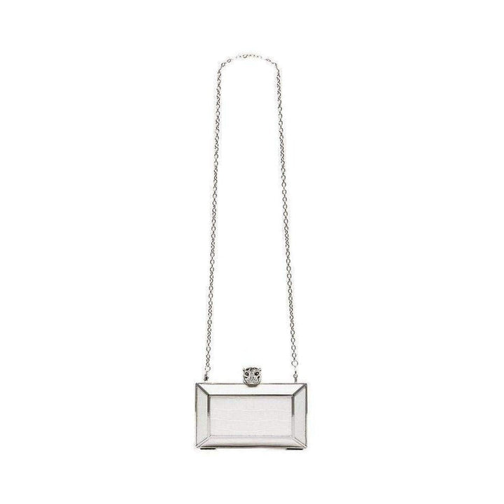 White Romi Tiger Minaudière Clutch