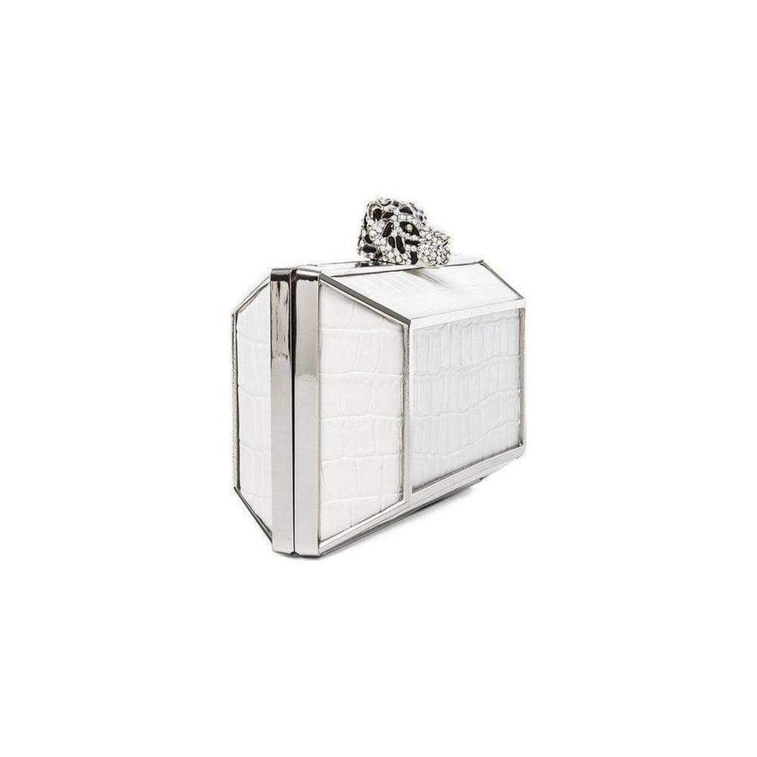 White Romi Tiger Minaudière Clutch