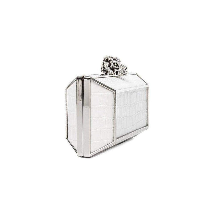 White Romi Tiger Minaudière Clutch