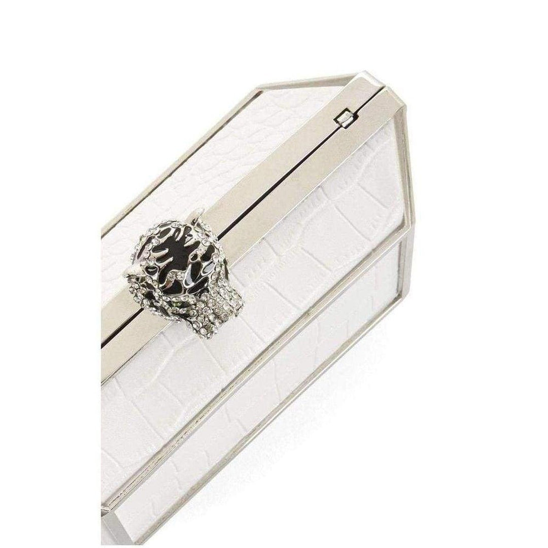 White Romi Tiger Minaudière Clutch