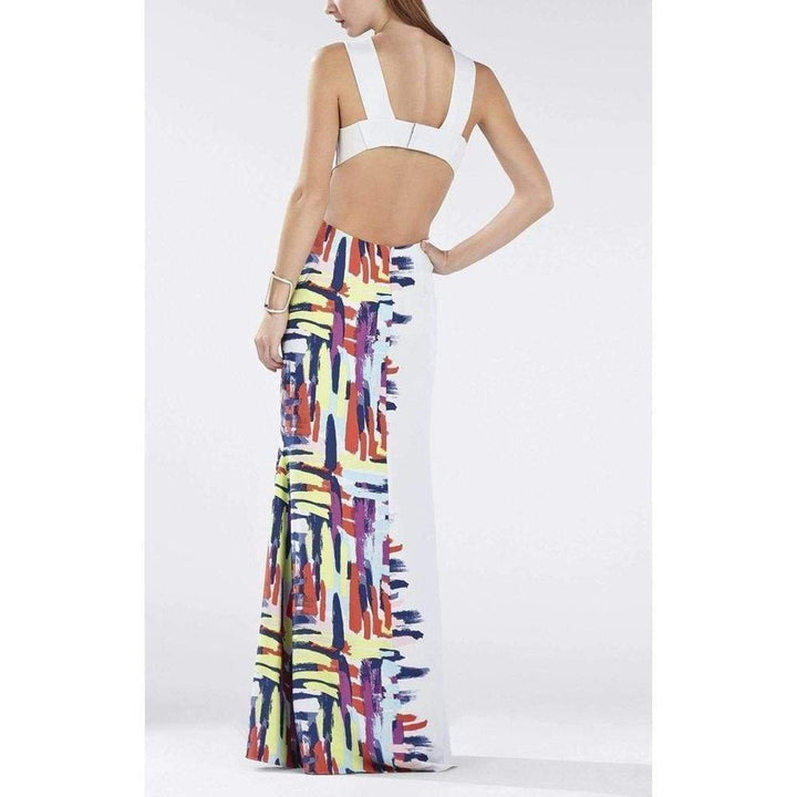 Zhanna Printed Open Back Gown