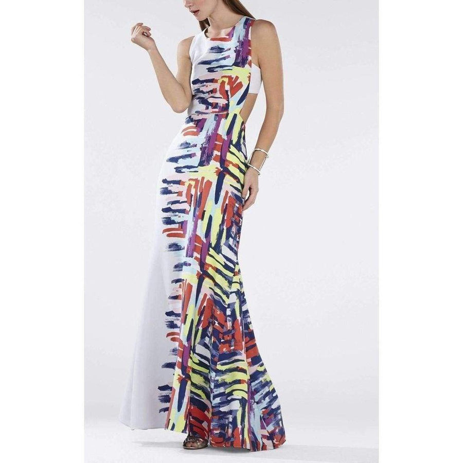 BCBGMAXAZRIA-Zhanna Printed Open Back Gown - Runway Catalog