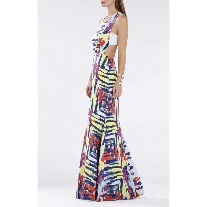 Zhanna Printed Open Back Gown