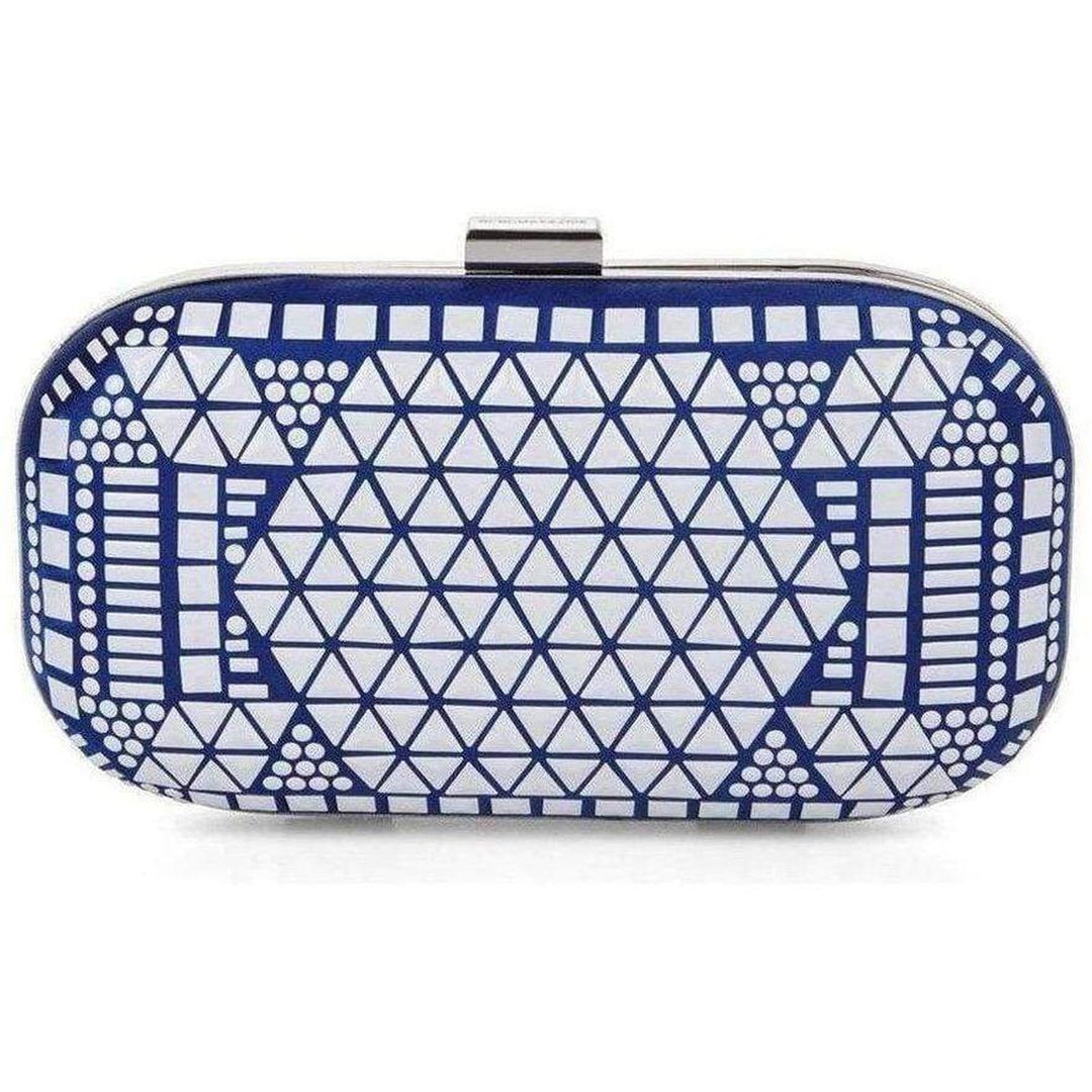 BLUE HOT FIX BEADED MINAUDIERE CLUTCH BAG