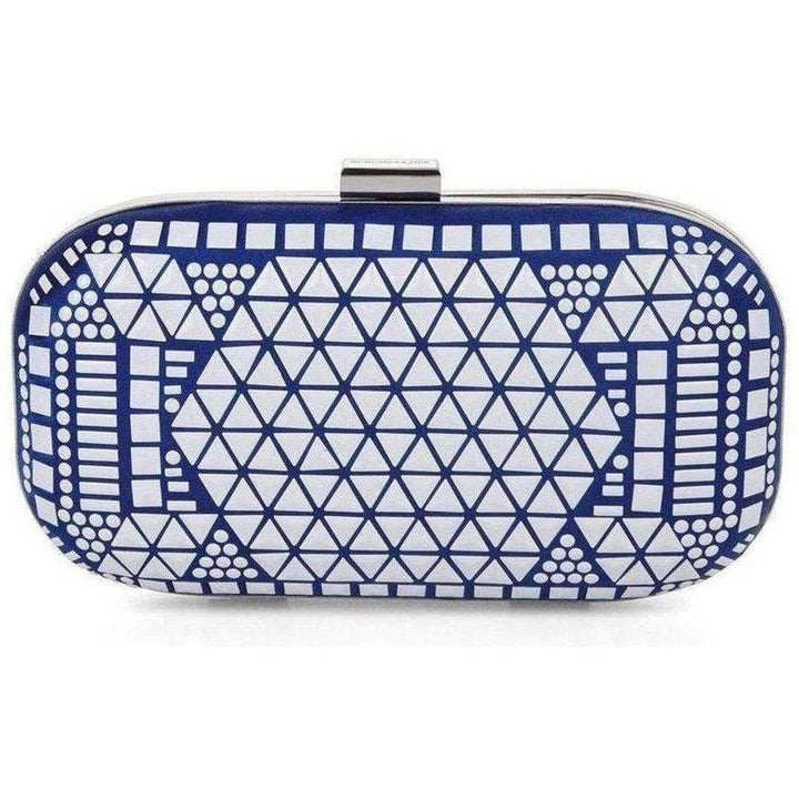 BLUE HOT FIX BEADED MINAUDIERE CLUTCH BAG