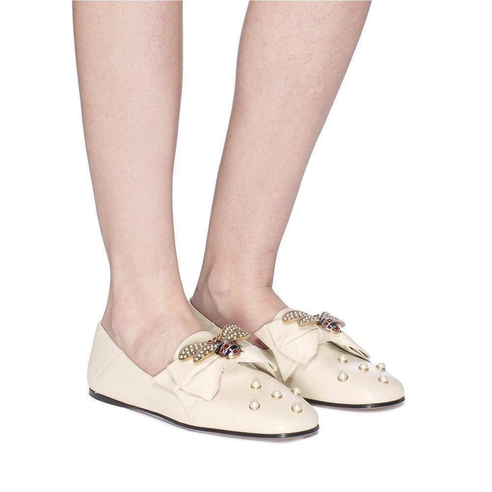Bee Pearl Embellished Leather Brixton Loafer