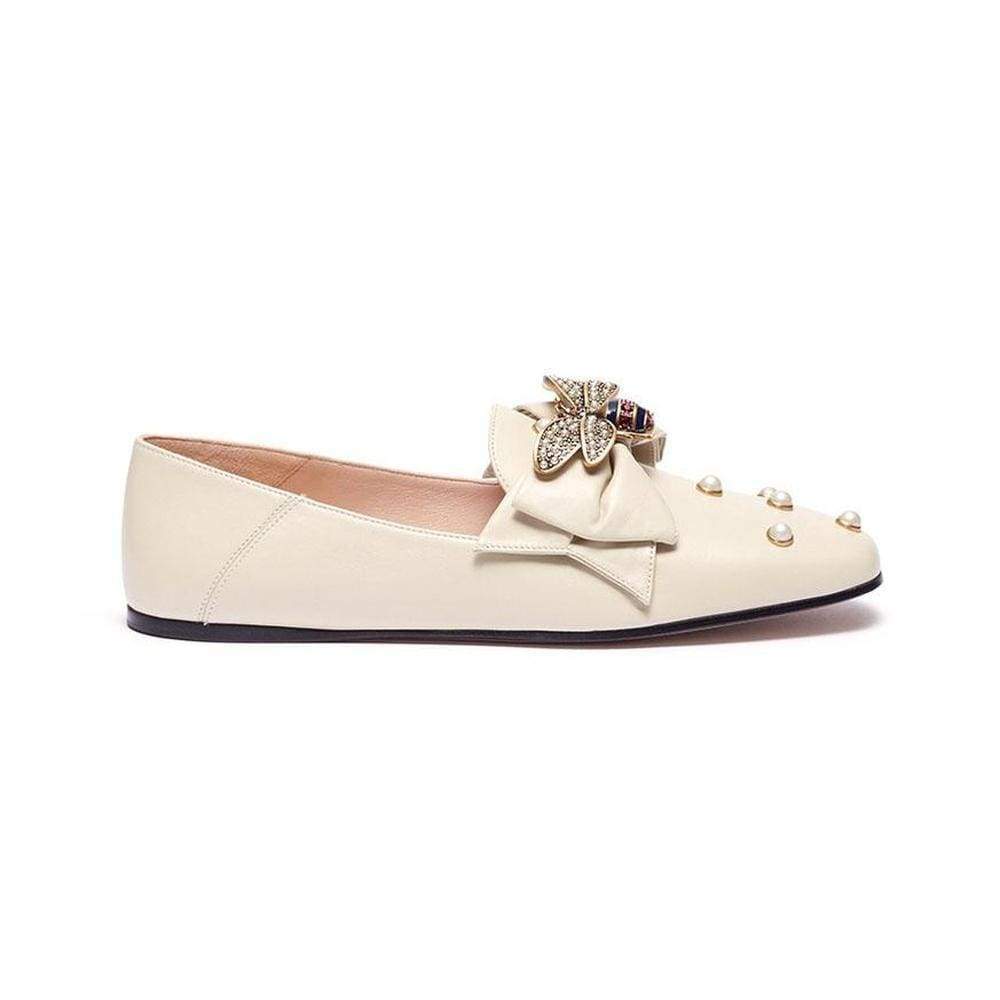 Bee Pearl Embellished Leather Brixton Loafer