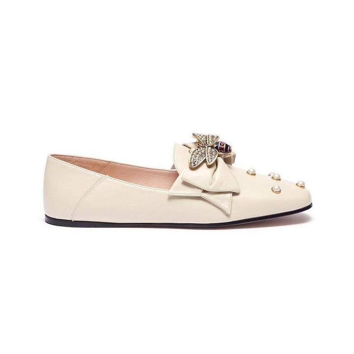 Bee Pearl Embellished Leather Brixton Loafer