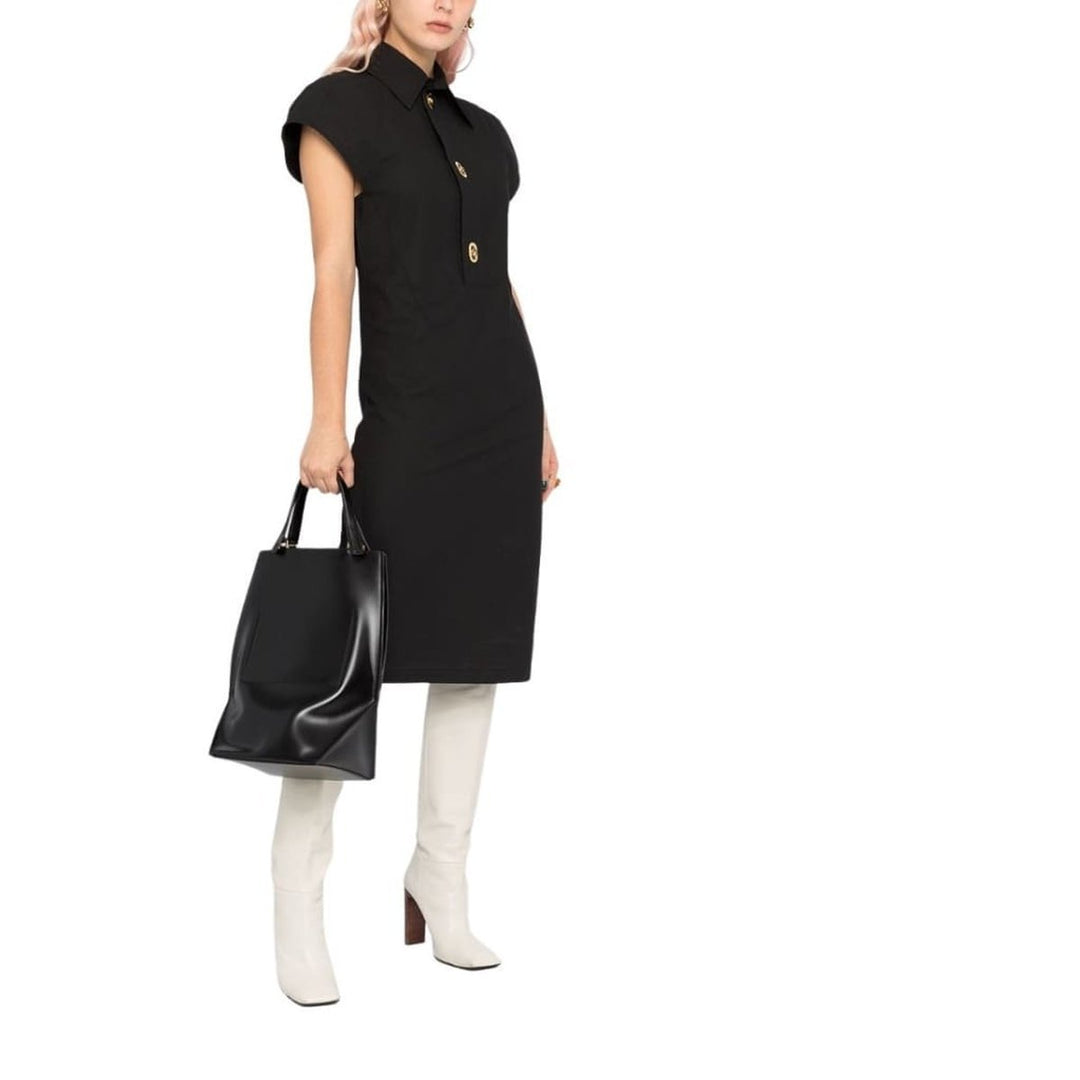 Button-detailed Cotton-blend Midi Shirt Dress