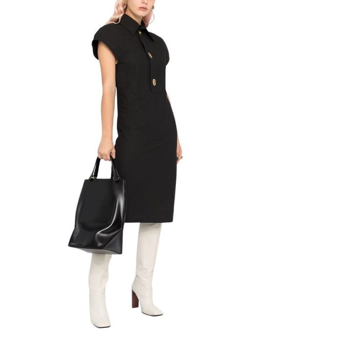 Button-detailed Cotton-blend Midi Shirt Dress