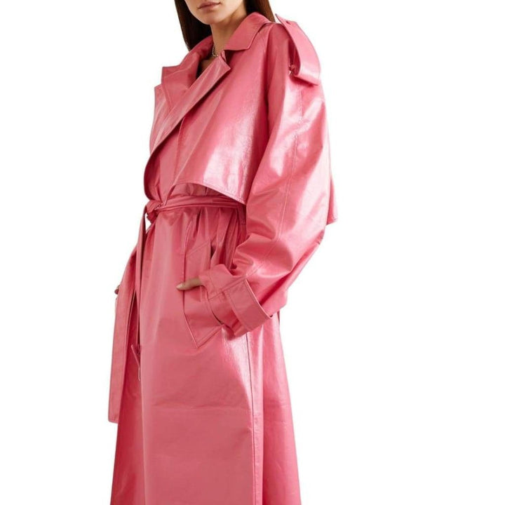Convertible Crinkled Glossed-leather Trench Coat