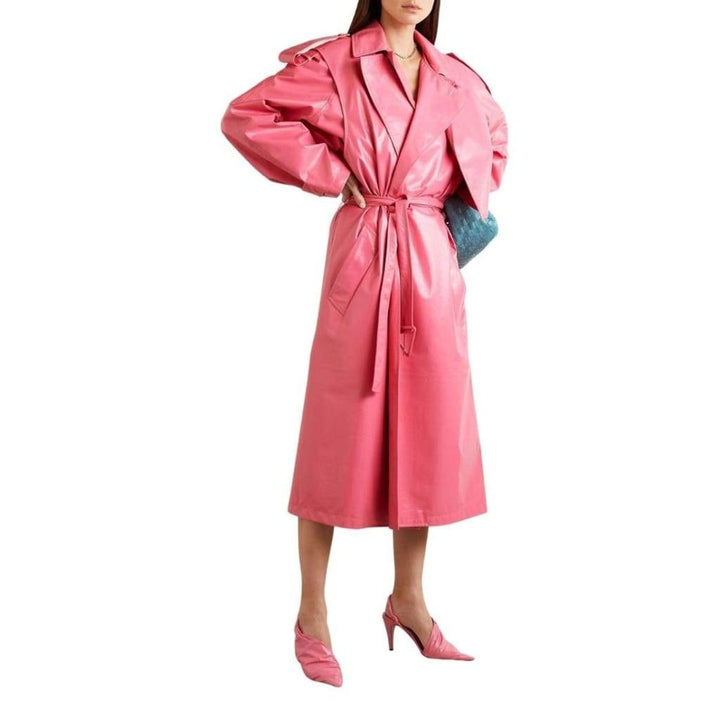 Convertible Crinkled Glossed-leather Trench Coat
