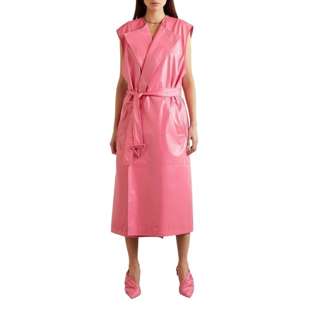 Convertible Crinkled Glossed-leather Trench Coat