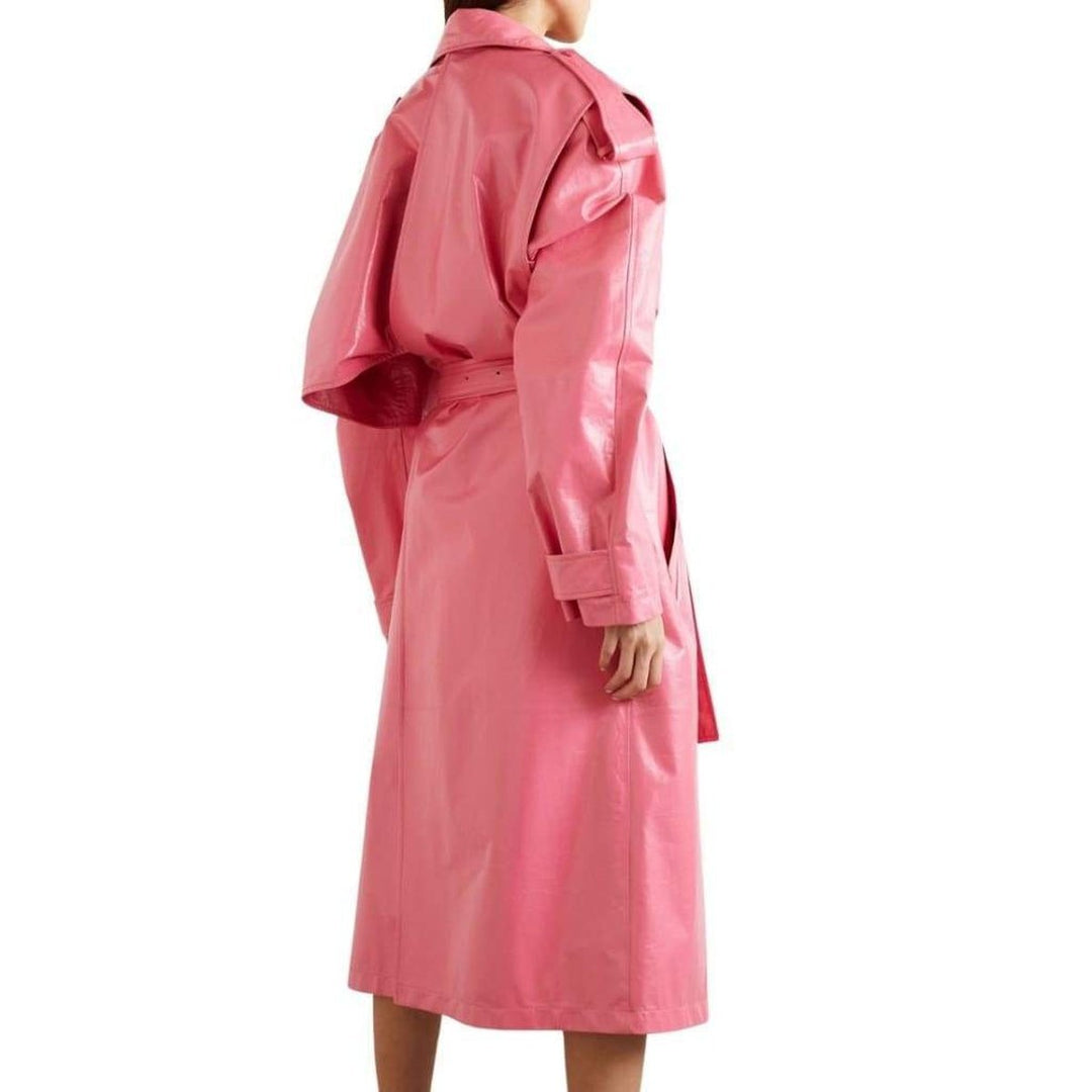 Convertible Crinkled Glossed-leather Trench Coat